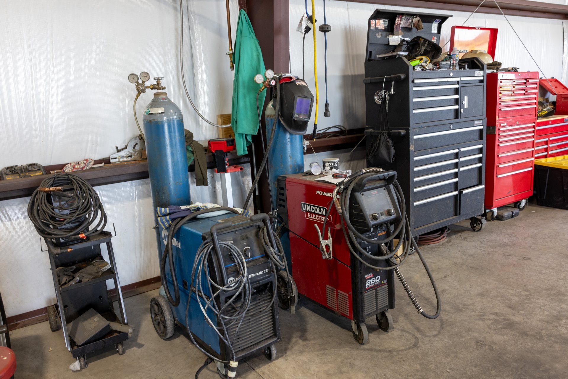 MIG welding machines and equipment at the Middletown, VA fabrication shop